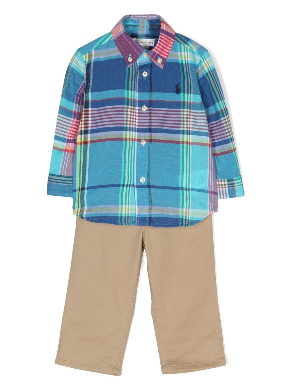 Ralph Lauren Kids plaid shirt and chino trousers set - Blue von Ralph Lauren Kids