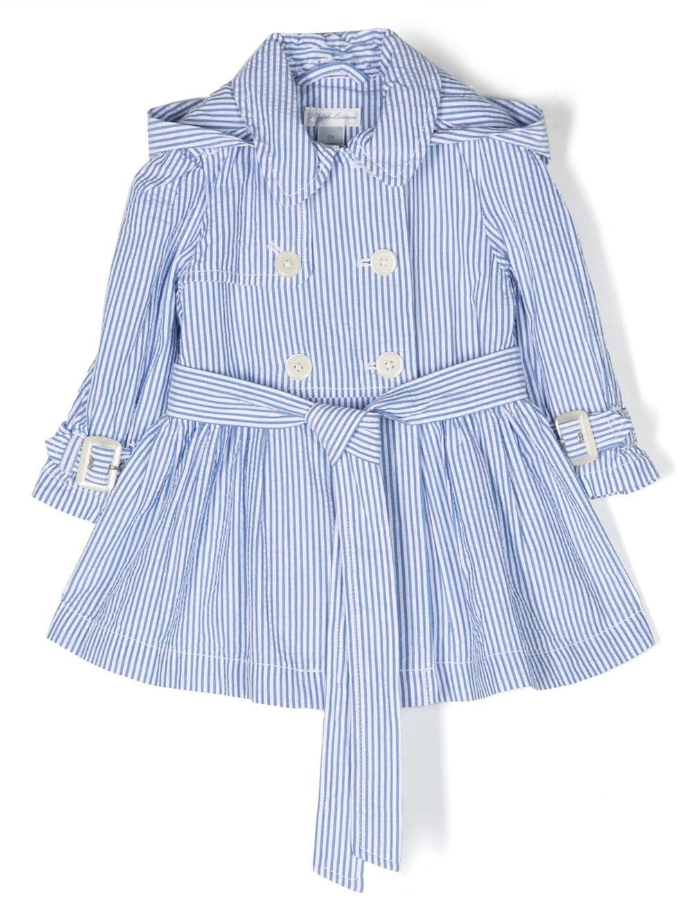 Ralph Lauren Kids stripe-pattern belted trench coat - Blue von Ralph Lauren Kids