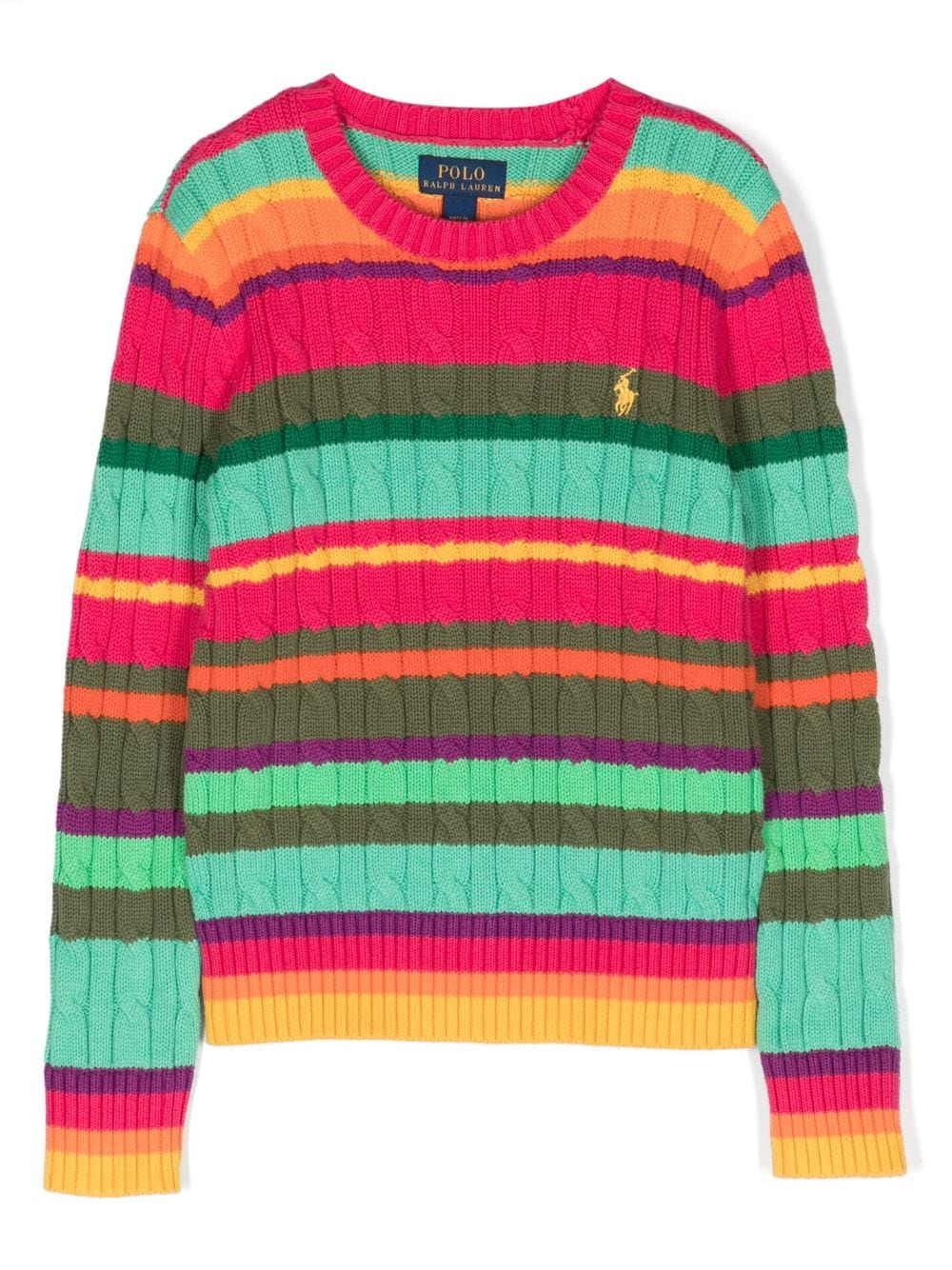 Ralph Lauren Kids striped cable-knit cotton jumper - Green von Ralph Lauren Kids