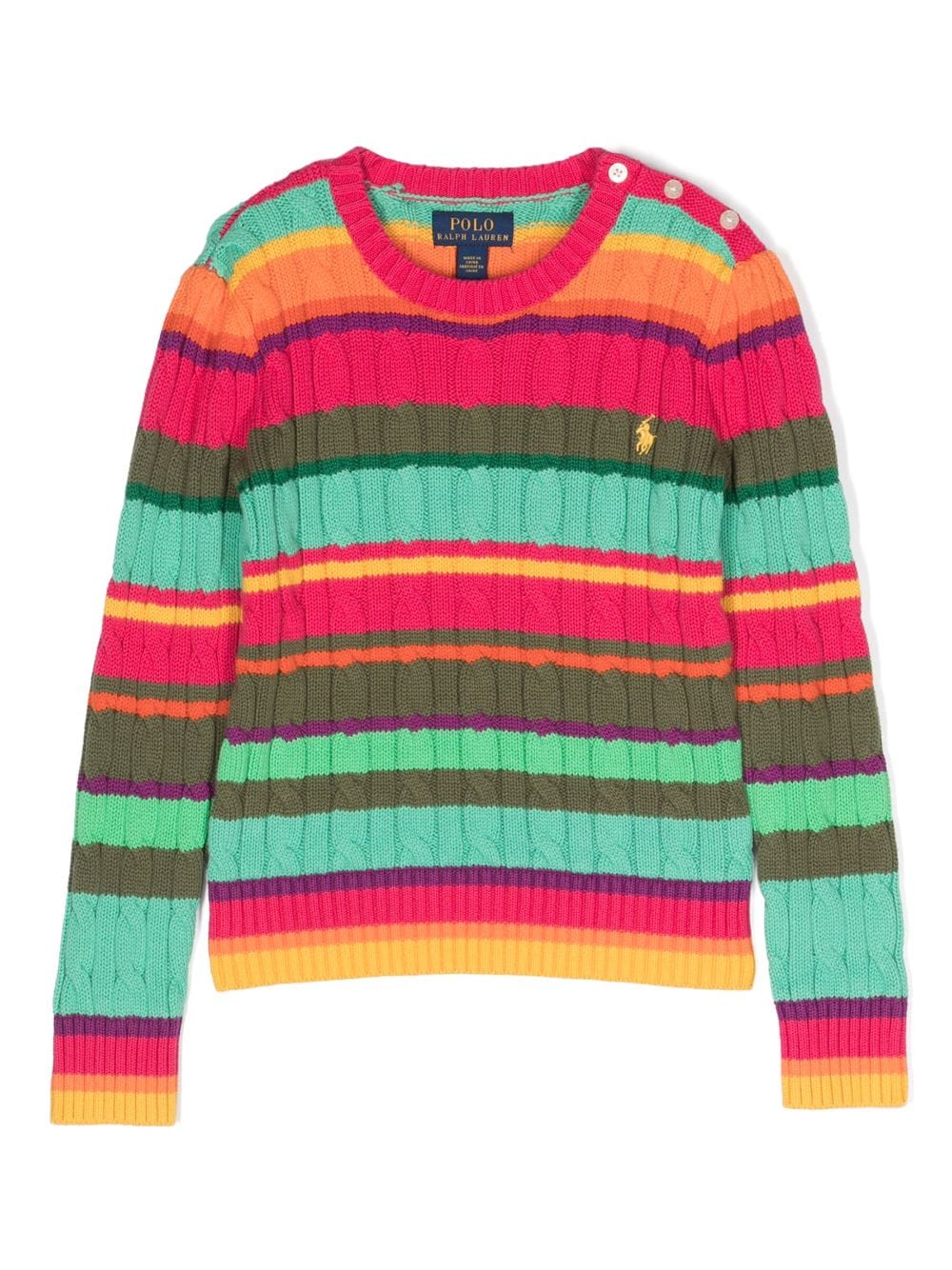 Ralph Lauren Kids striped cable-knit jumper - Green von Ralph Lauren Kids