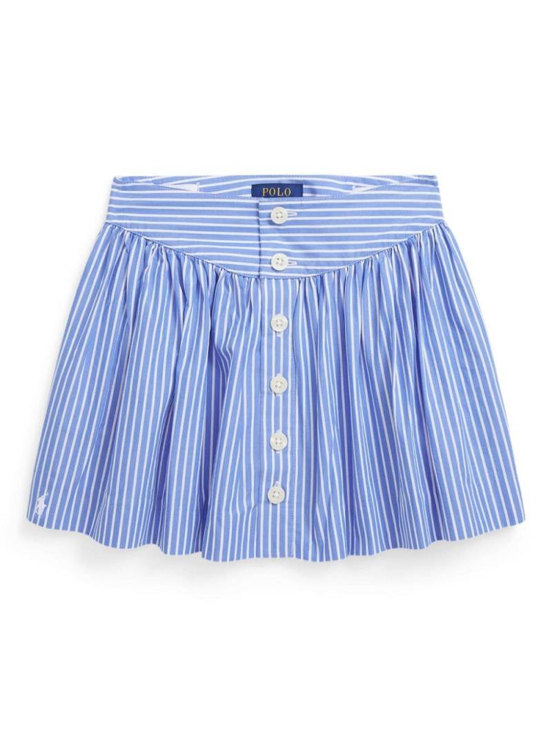 Ralph Lauren Kids striped logo-embroidered cotton skirt - Blue von Ralph Lauren Kids