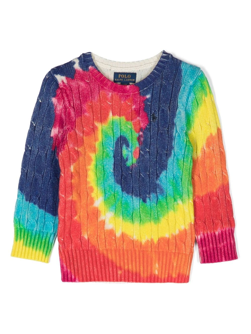 Ralph Lauren Kids tie-dye cable-knit jumper - Blue von Ralph Lauren Kids