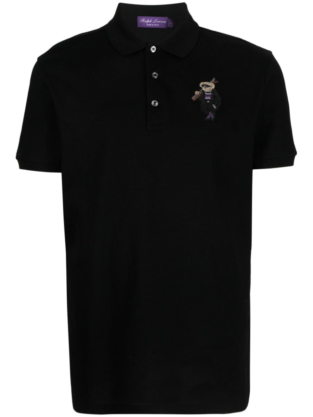 Ralph Lauren Purple Label Polo Bear-embroidered polo shirt - Black von Ralph Lauren Purple Label