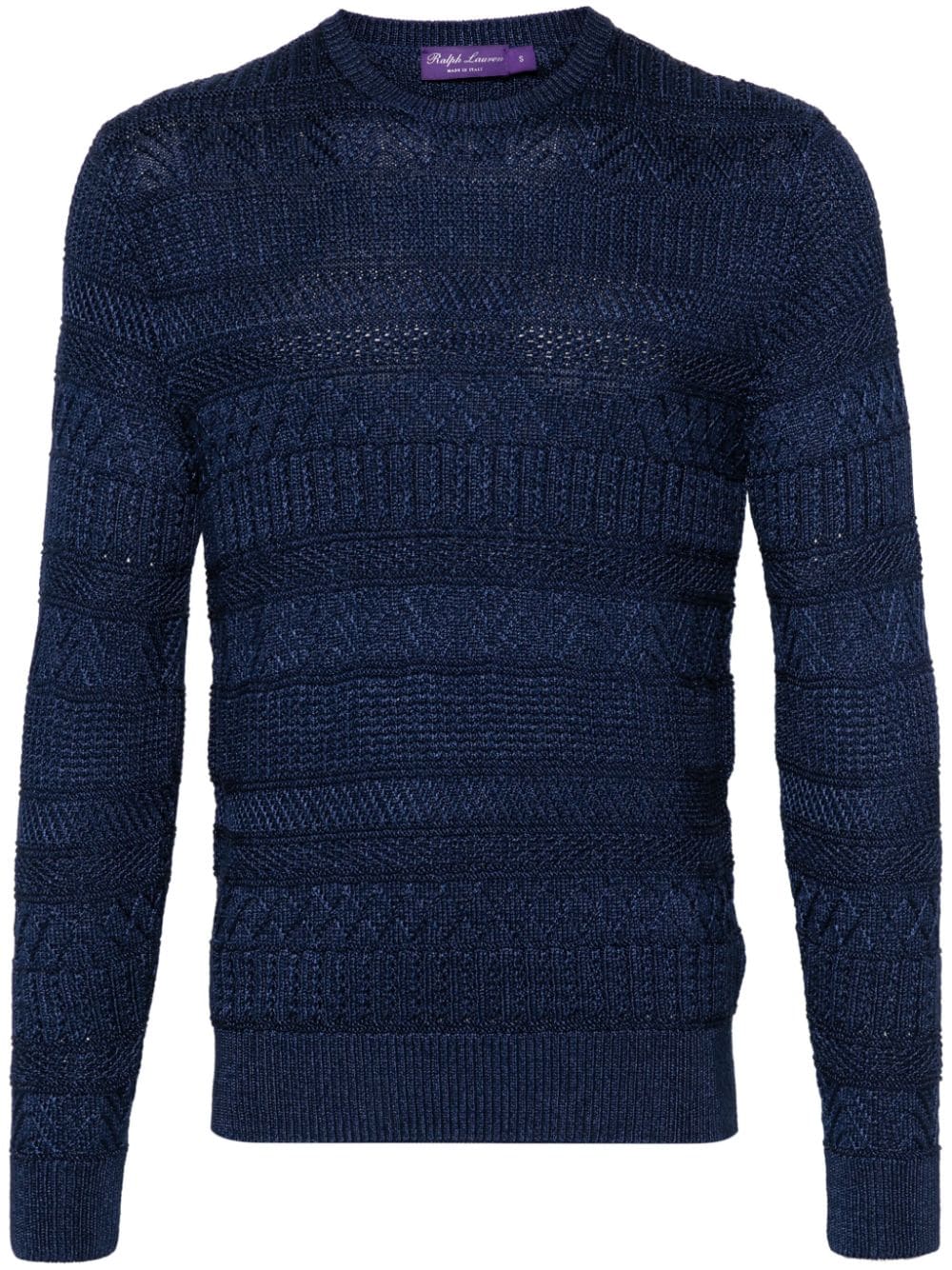 Ralph Lauren Purple Label crew-neck crochet-knit jumper - Blue von Ralph Lauren Purple Label