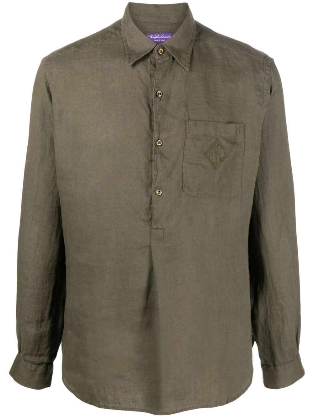 Ralph Lauren Purple Label logo-embroidered linen shirt - Green von Ralph Lauren Purple Label