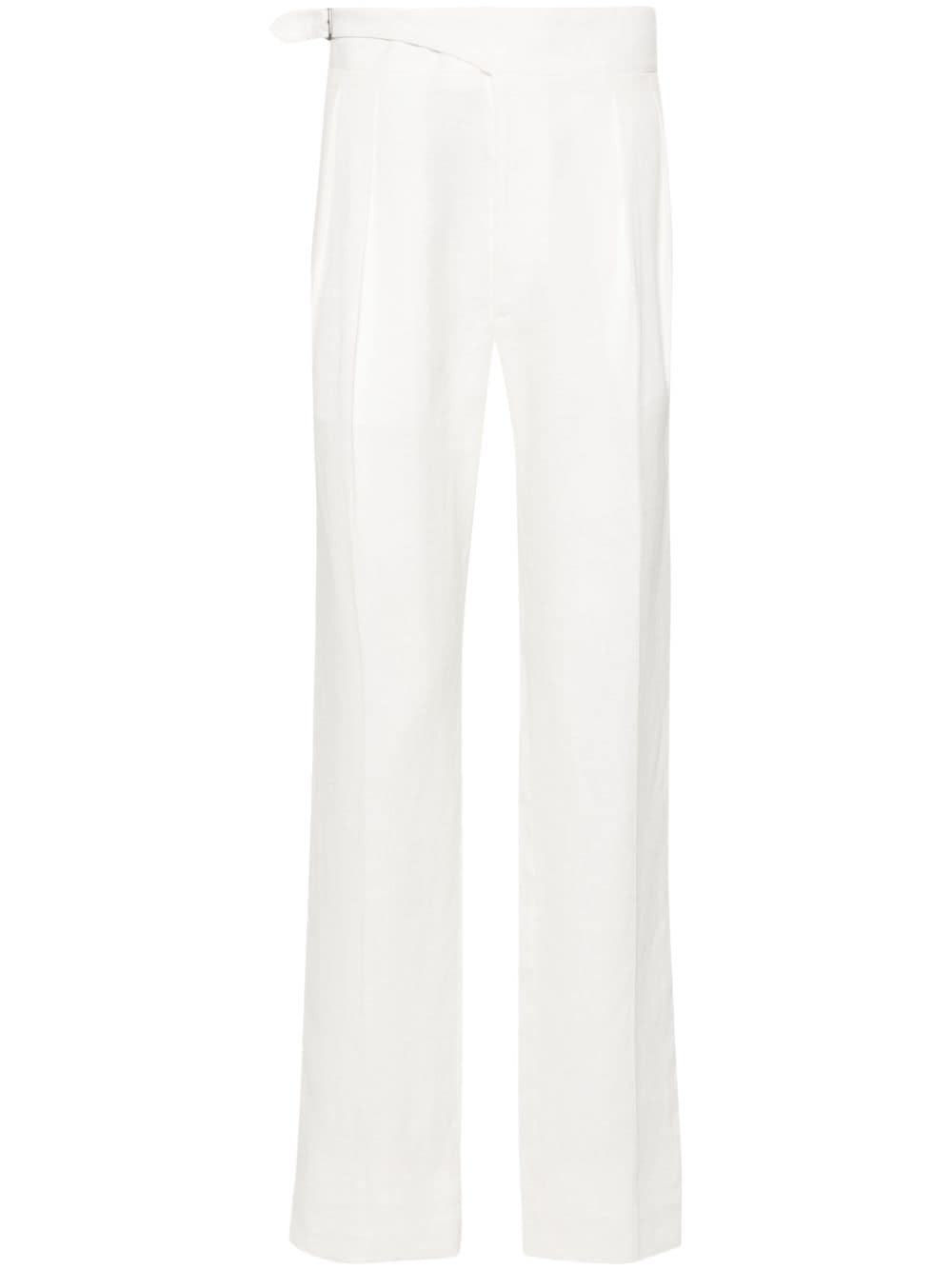 Ralph Lauren Purple Label mid-rise linen tailored trousers - White von Ralph Lauren Purple Label