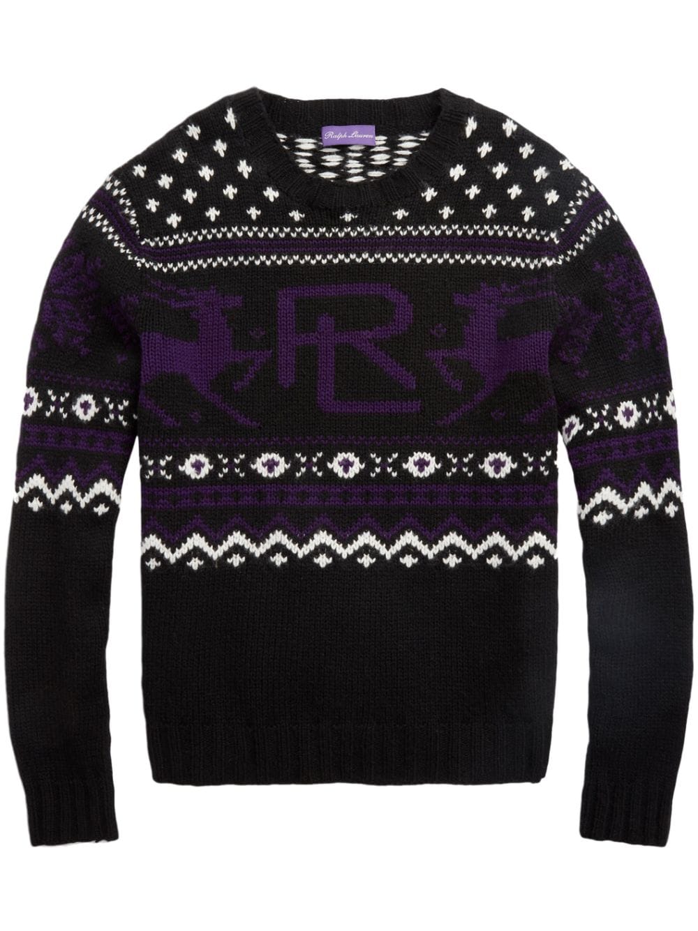 Ralph Lauren Purple Label patterned-knit cashmere jumper - Black von Ralph Lauren Purple Label