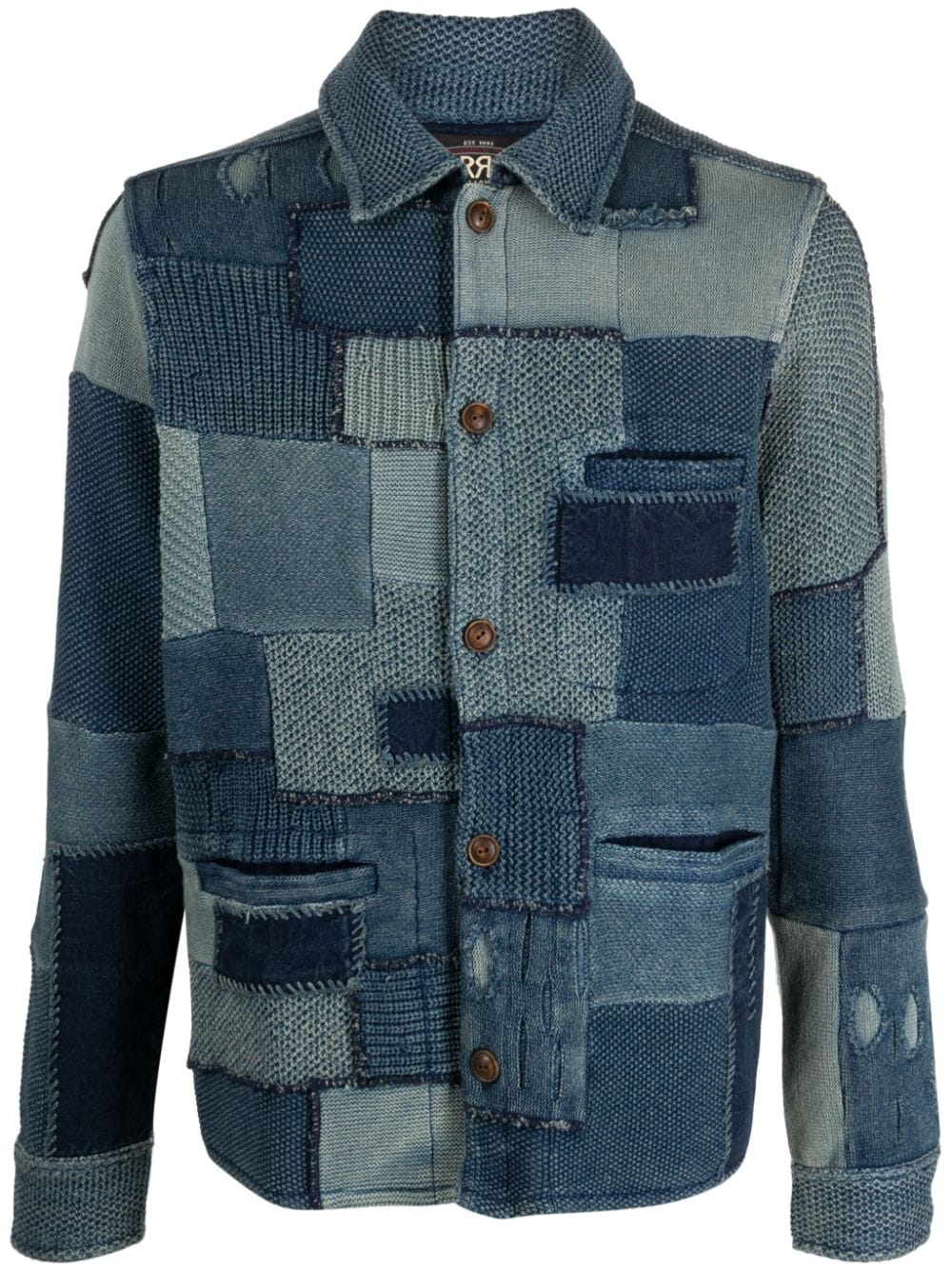 Ralph Lauren RRL knitted patchwork shirt jacket - Blue von Ralph Lauren RRL