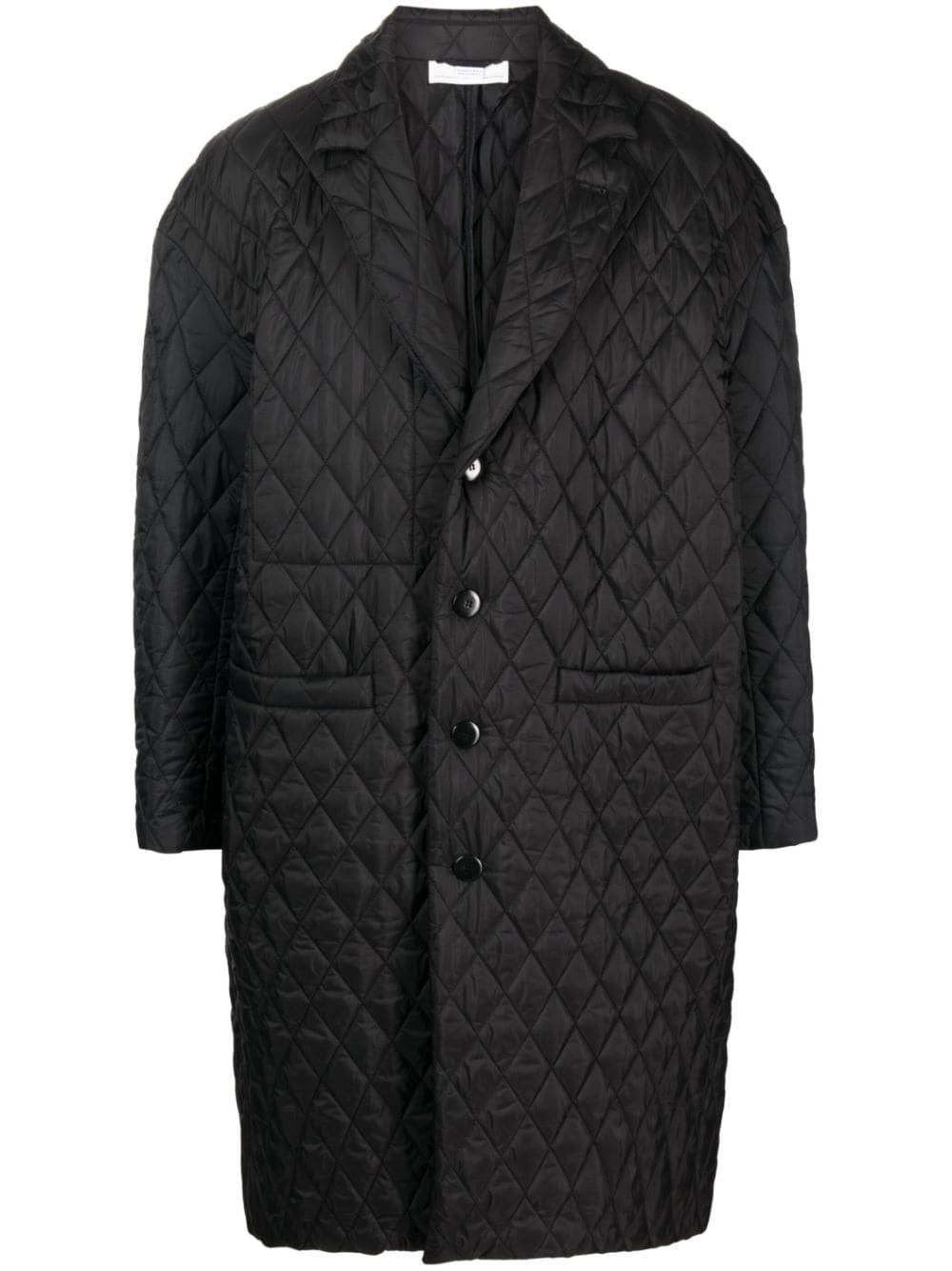 Random Identities diamond-quilted single-breasted coat - Black von Random Identities