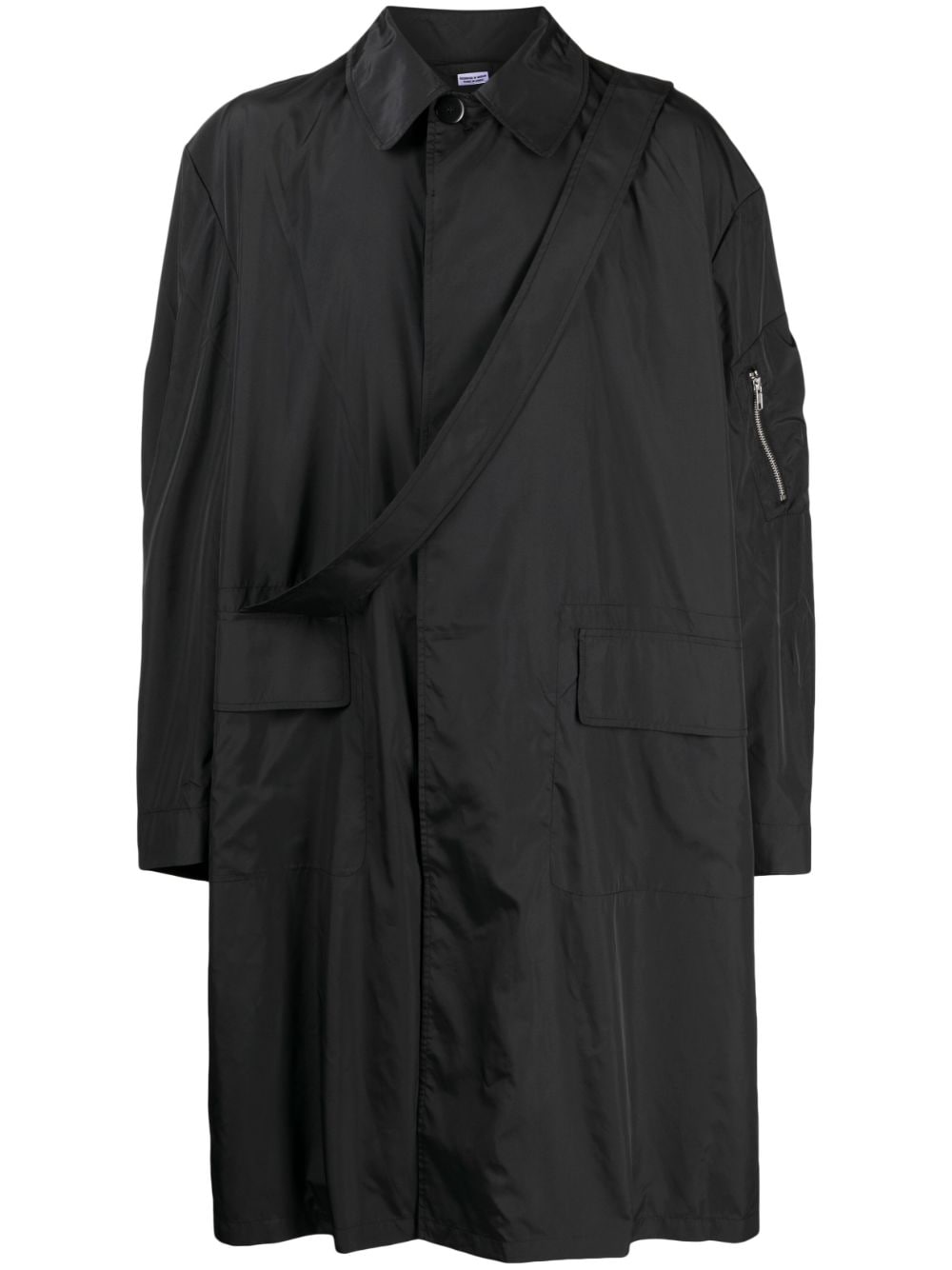 Random Identities strap-detail midi raincoat - Black von Random Identities