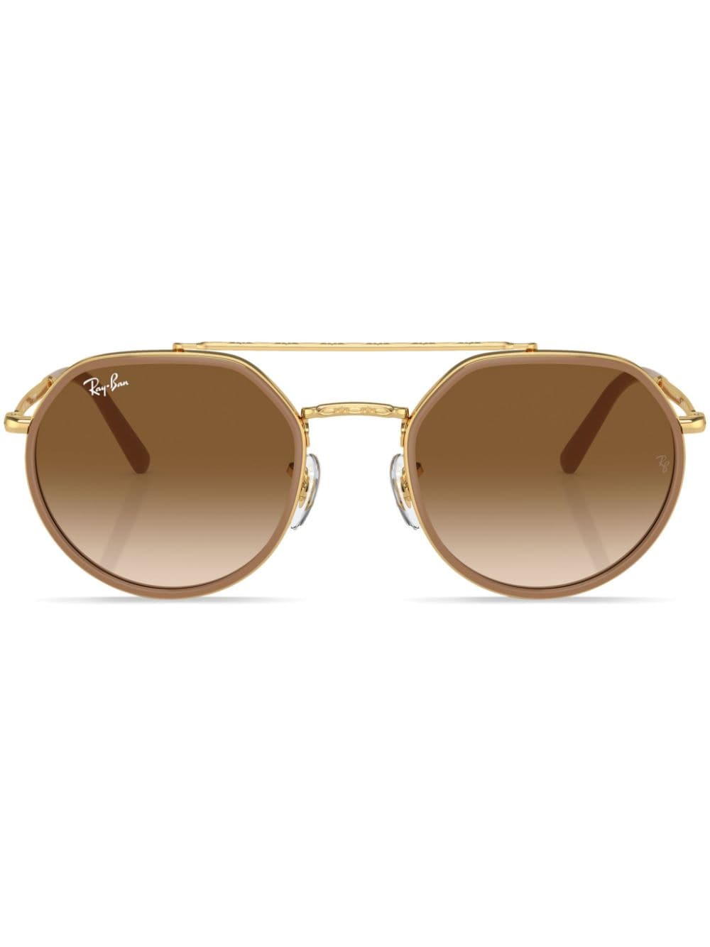 Ray-Ban logo-print round-frame sunglasses - Gold von Ray-Ban