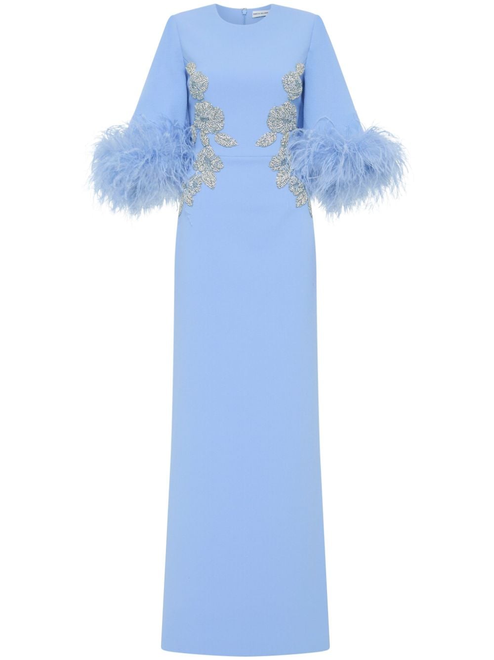 Rebecca Vallance Juliana feather-cuff embroidered gown - Blue von Rebecca Vallance