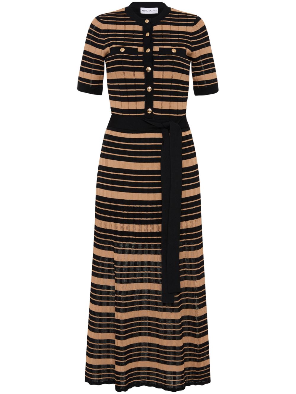 Rebecca Vallance Rivoli striped knit midi dress - Black von Rebecca Vallance