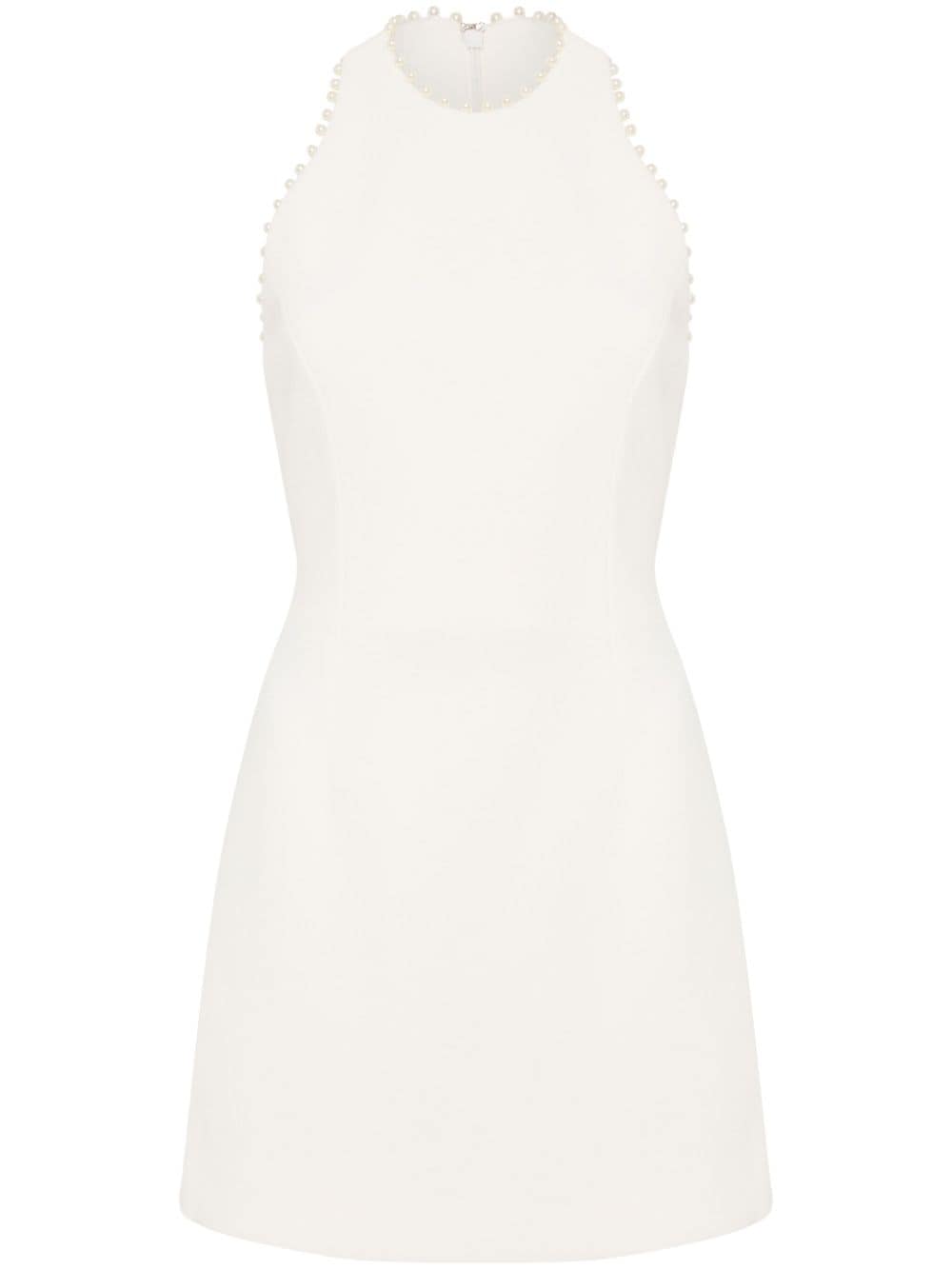 Rebecca Vallance Therese pearl-embellished bow mini dress - White von Rebecca Vallance