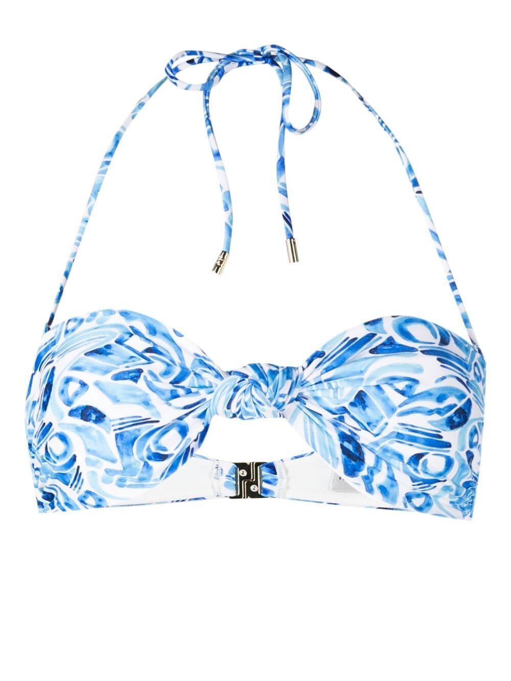 Rebecca Vallance abstract-print halterneck bikini top - Blue von Rebecca Vallance