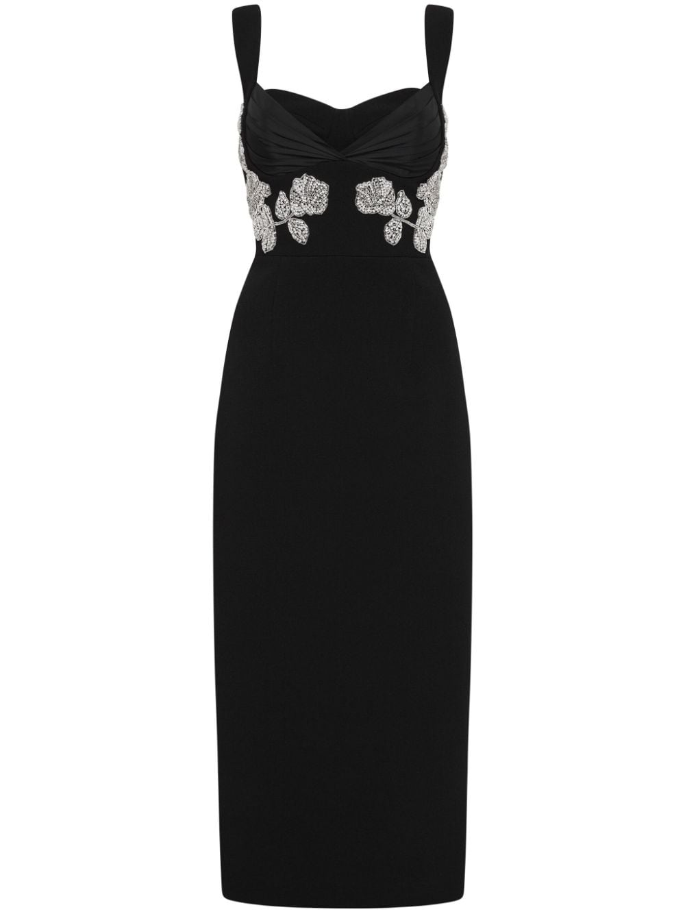 Rebecca Vallance rose-appliqué midi dress - Black von Rebecca Vallance