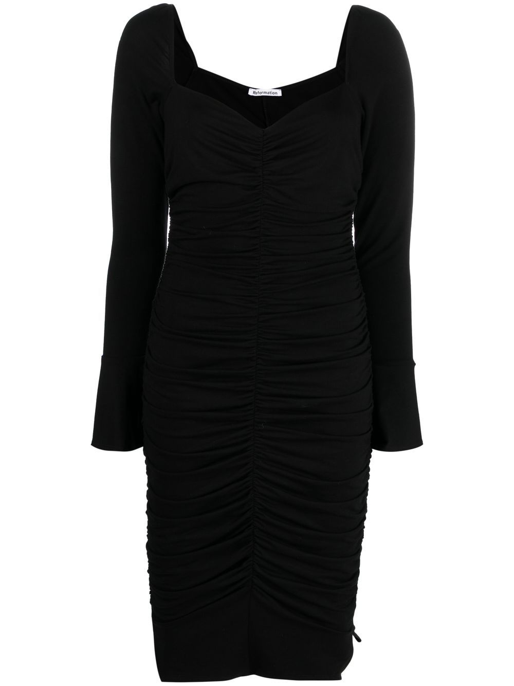 Reformation Barrie ruched midi dress - Black von Reformation