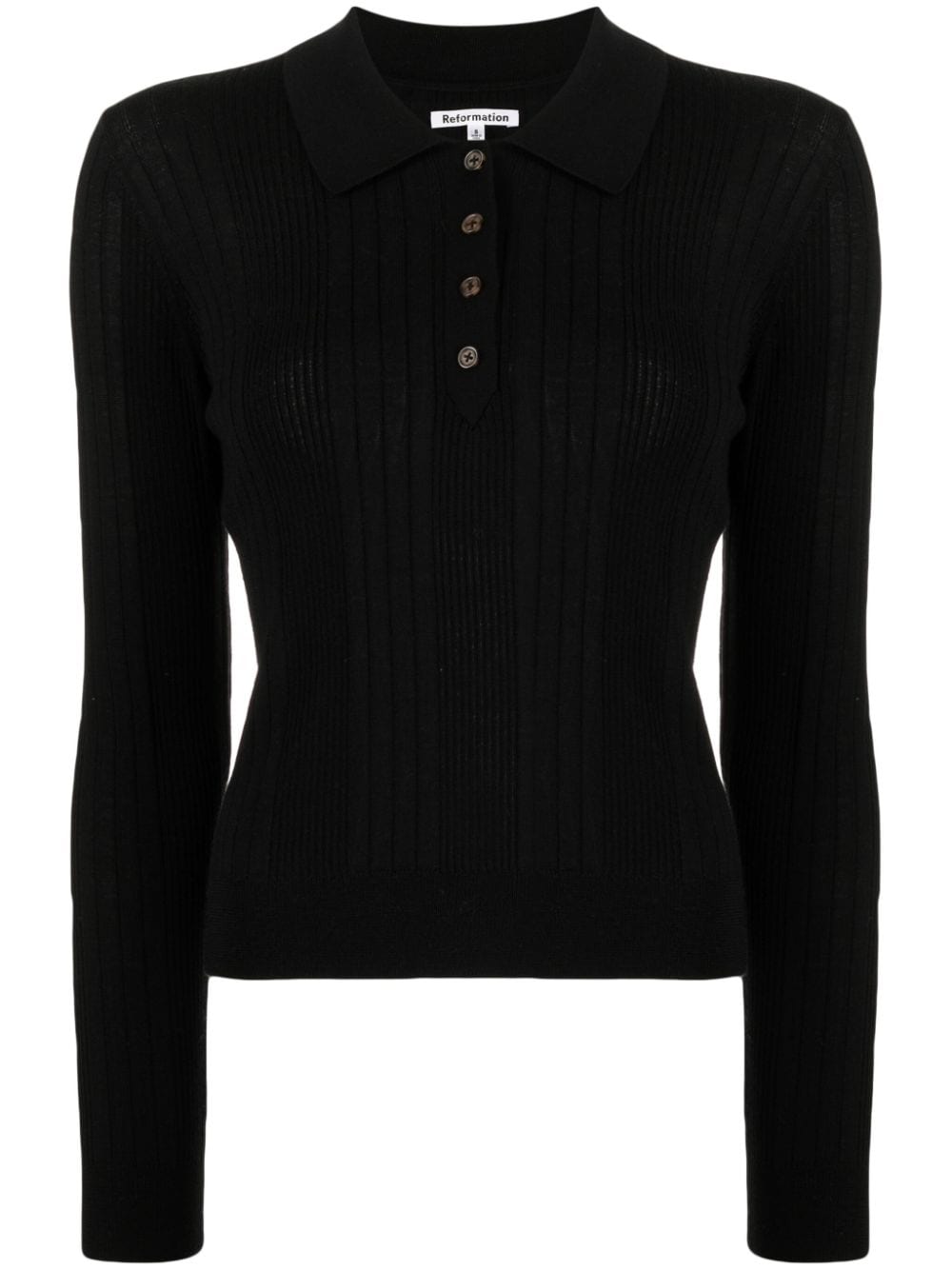 Reformation Hermia merino-wool polo jumper - Black von Reformation