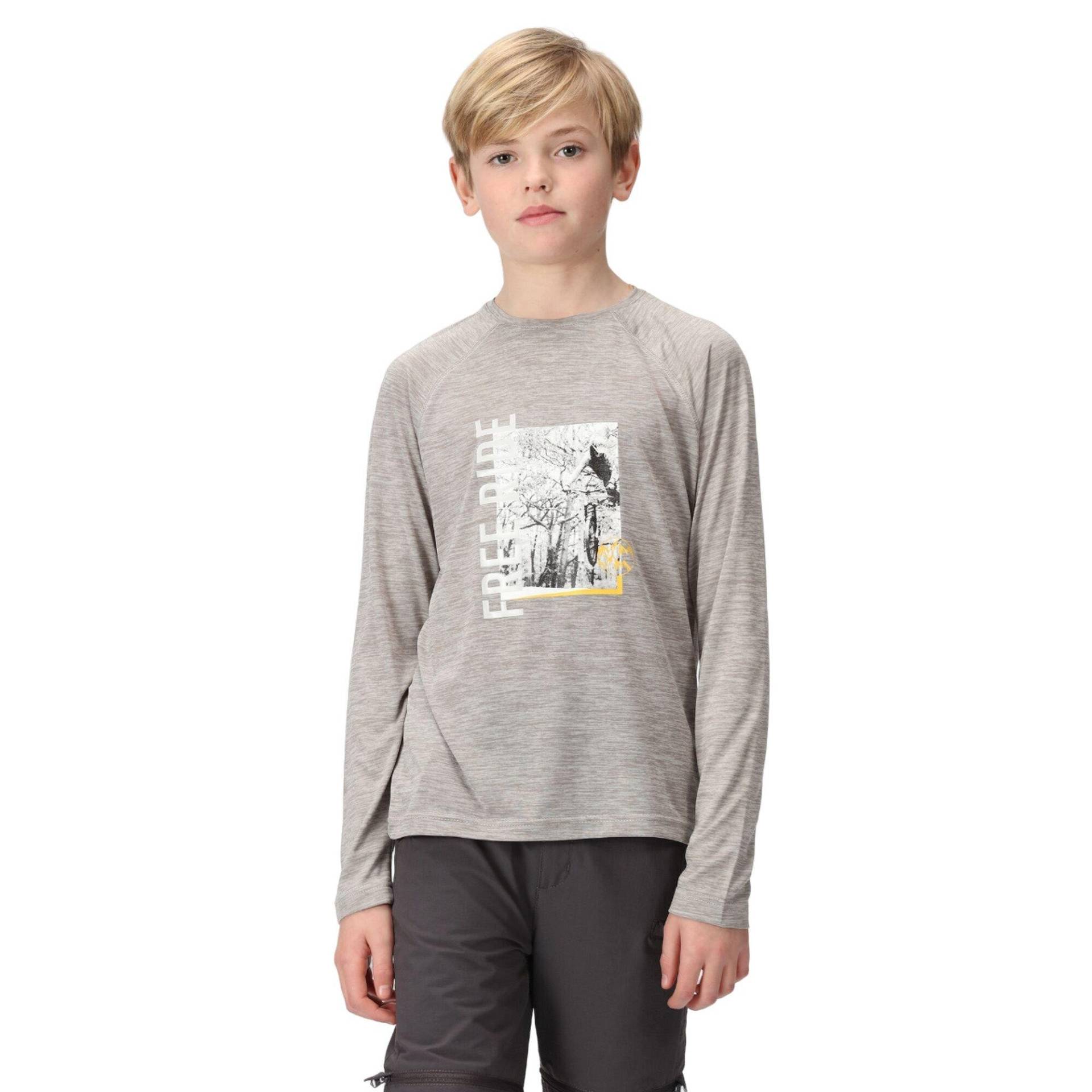 Burnlee Tshirt Langärmlig Jungen Silber 140 von Regatta