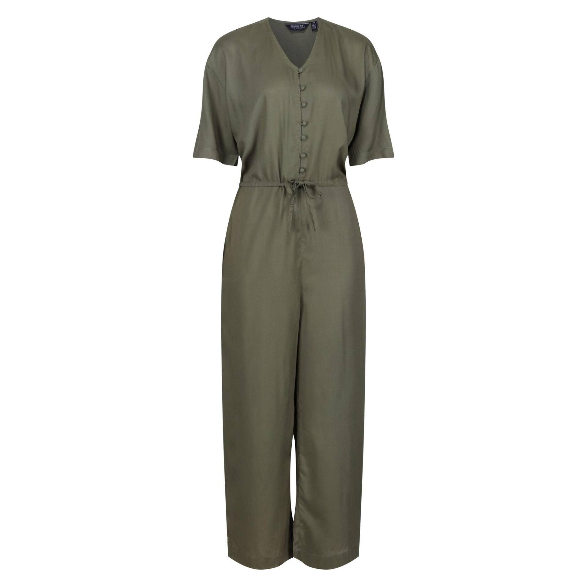 Streap Jumpsuit Vorn Geknöpft Kurzärmlig Damen Grau 34 von Regatta