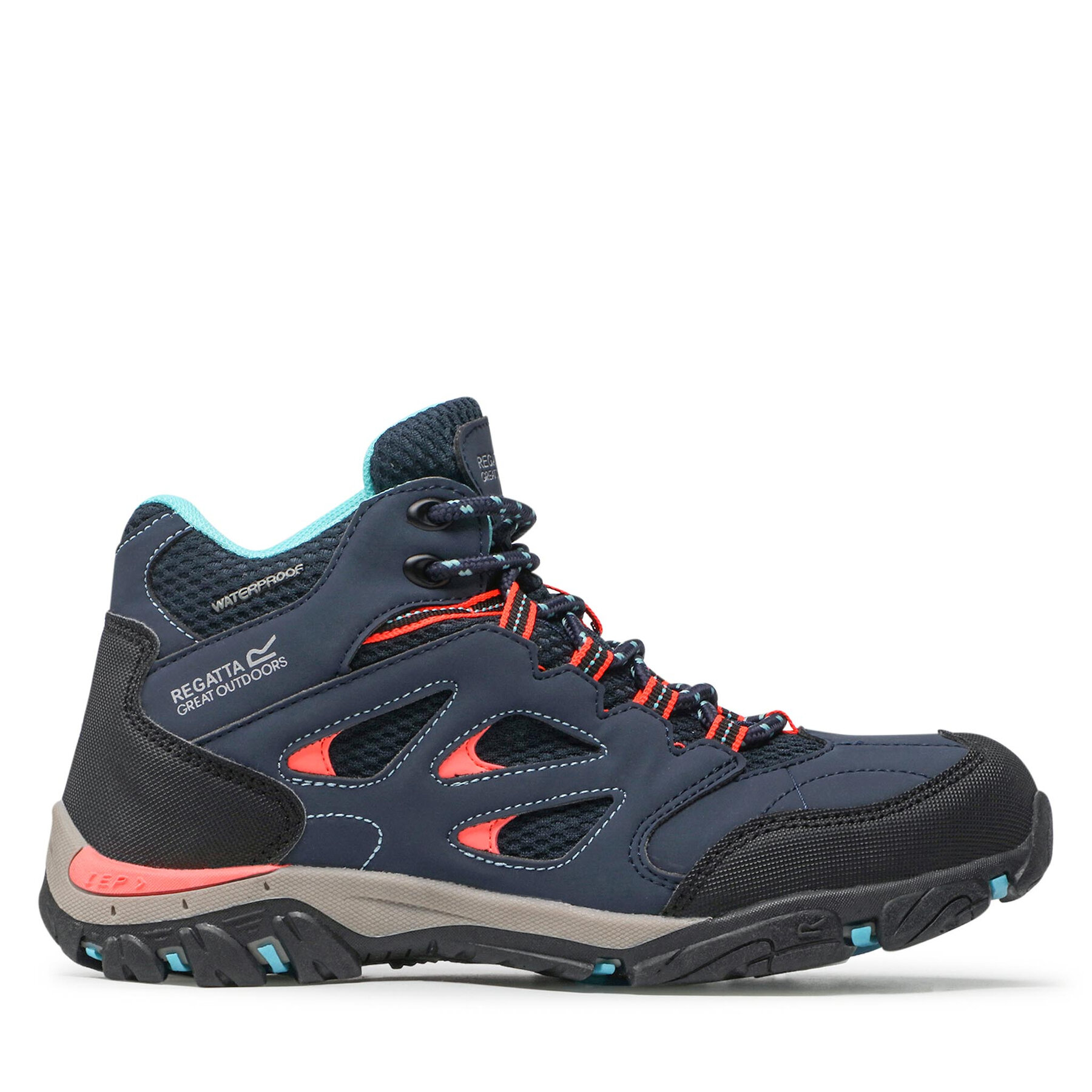 Trekkingschuhe Regatta Holcombe Iep Mid Jnr RKF573 Navy/Fiery Coral K2T von Regatta