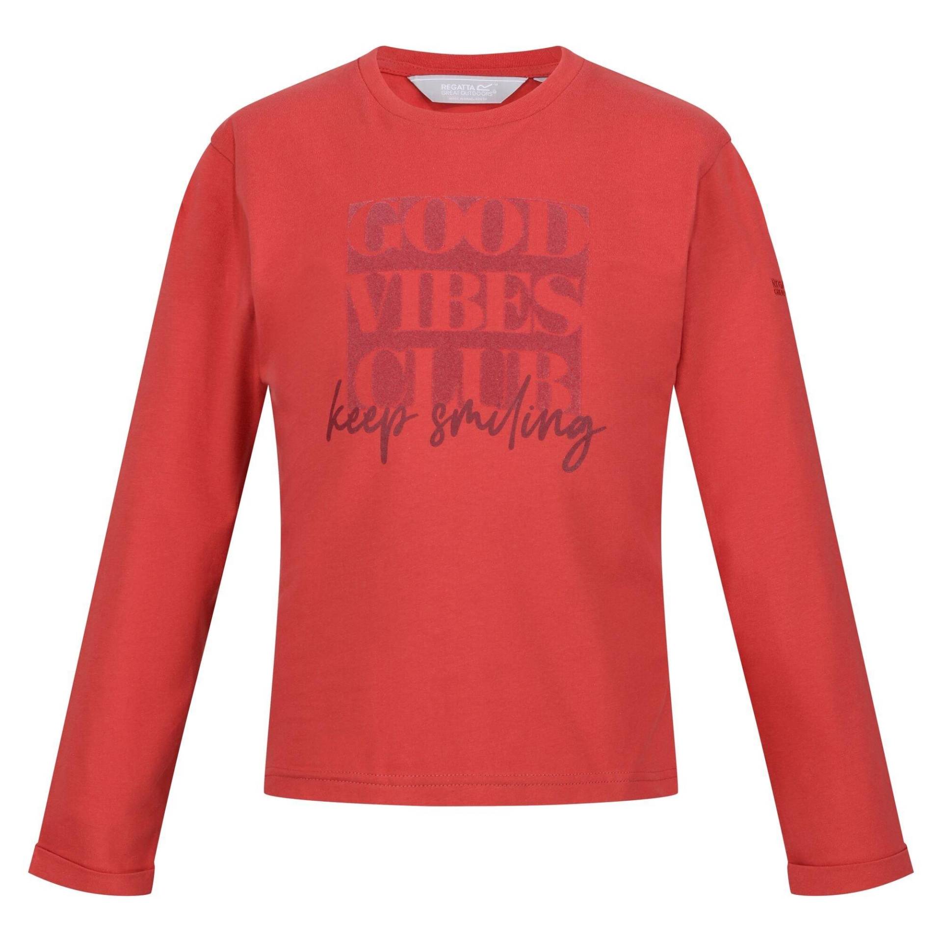 Wenbie Iii Good Vibes Club Tshirt Langärmlig Jungen Rot Bunt 116 von Regatta