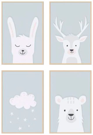 Reinders! Kunstdruck »Blue sweeties - Premium Poster 4er Set«, (Set) von Reinders!