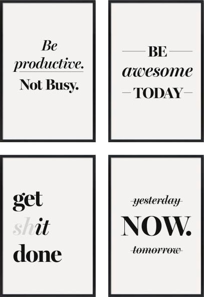 Reinders! Kunstdruck »Get shit done - Premium Poster 4er Set«, (Set) von Reinders!