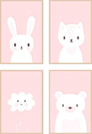 Reinders! Kunstdruck »Pink Sweeties - Premium Poster 4er Set«, (Set) von Reinders!