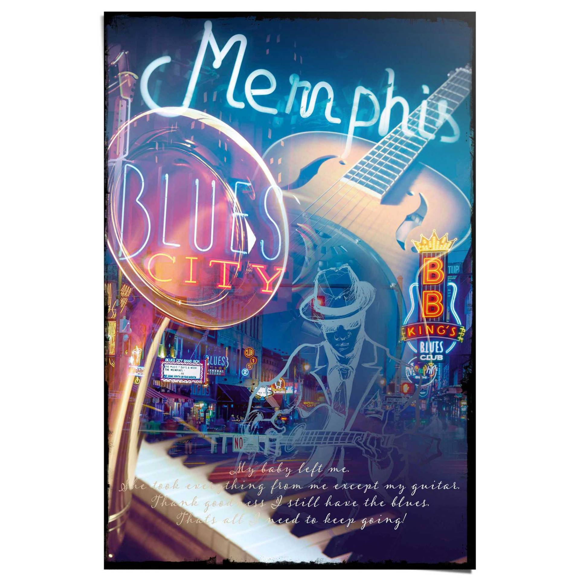 Reinders! Poster »Memphis Blues City« von Reinders!