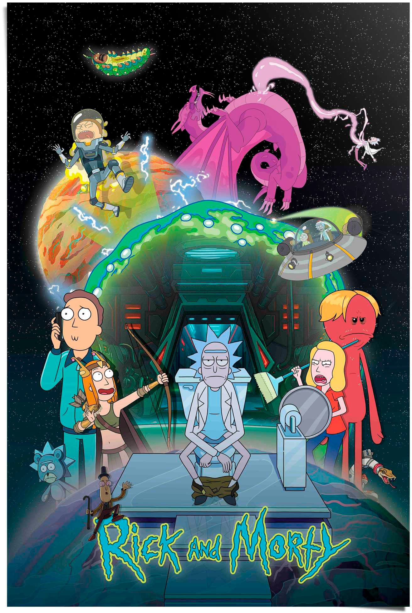 Reinders! Poster »Rick and Morty - toilet adventure« von Reinders!