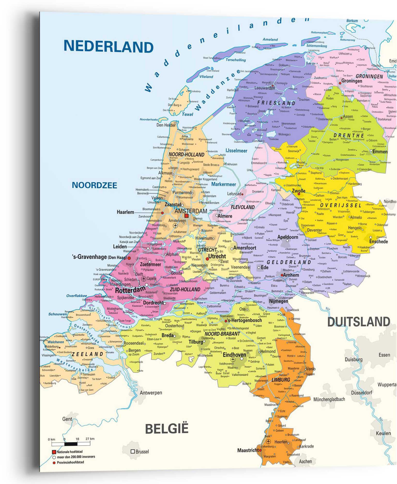 Reinders! Wandbild »Wandbild Landkarte Niederlande Holland - Niederländisch - Städte«, Landkarten, (1 St.) von Reinders!