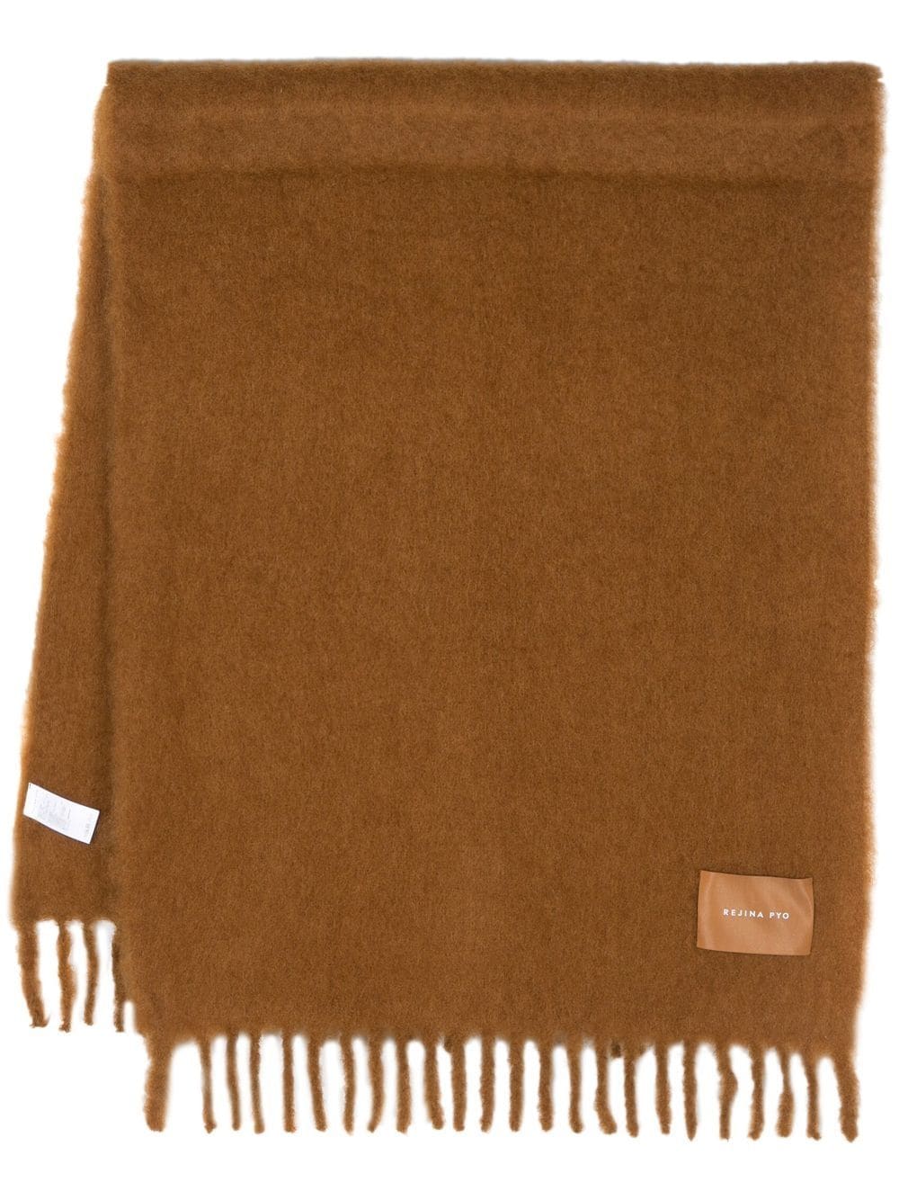 Rejina Pyo Blanket logo-patch fringed scarf - Brown von Rejina Pyo