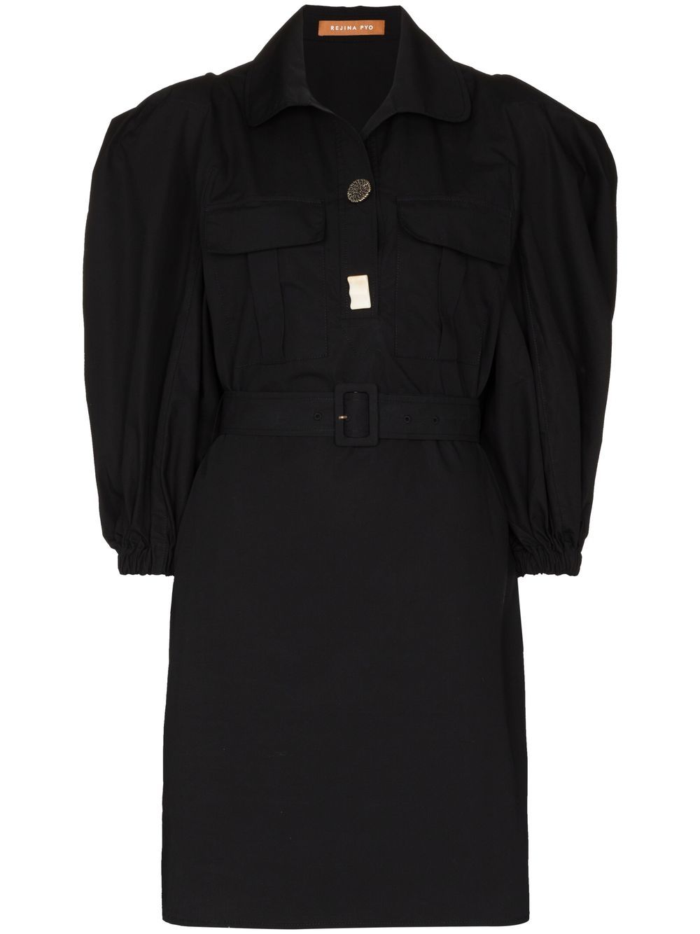 Rejina Pyo puff-sleeve belted shirtdress - Black von Rejina Pyo