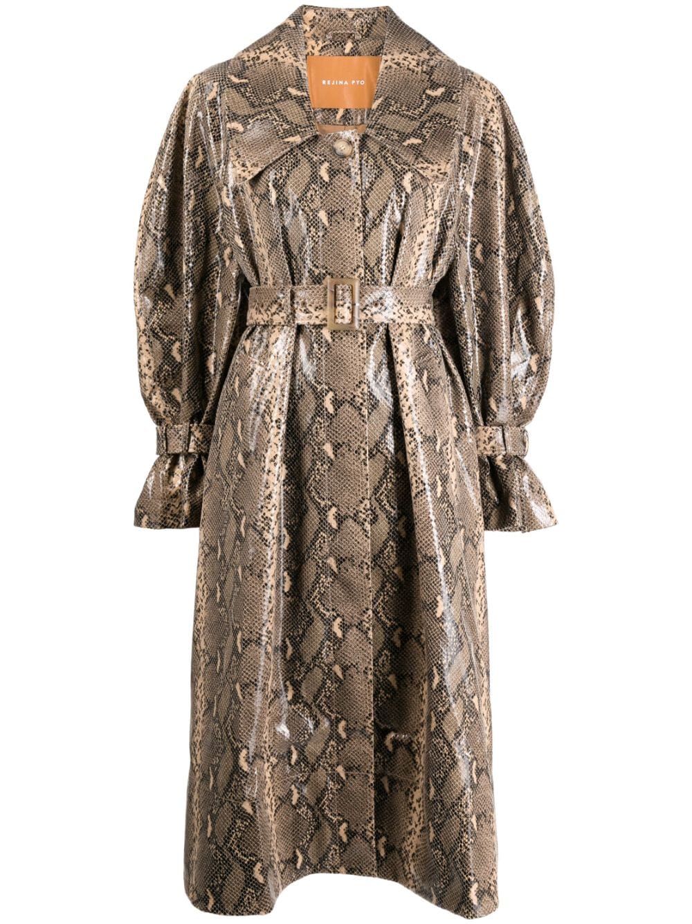 Rejina Pyo snakeprint-effect belted-waist coat - Brown von Rejina Pyo