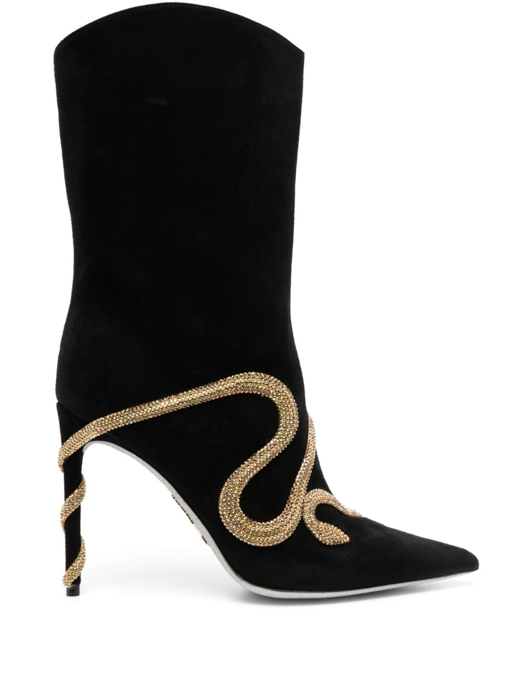 René Caovilla 105mm crystal snake-embellished boots - Black von René Caovilla