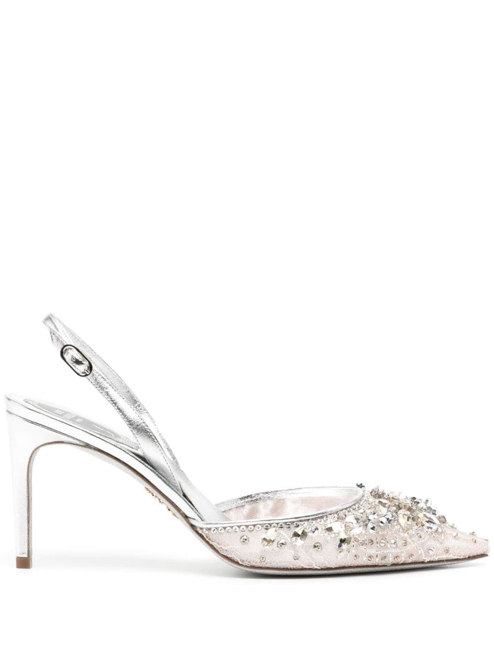 René Caovilla 70mm crystal-embellished slingback sandals - Silver von René Caovilla