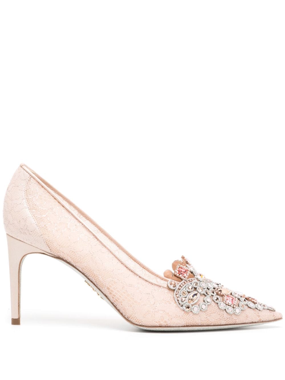 René Caovilla 80mm crystal-embellished leather pumps - Pink von René Caovilla