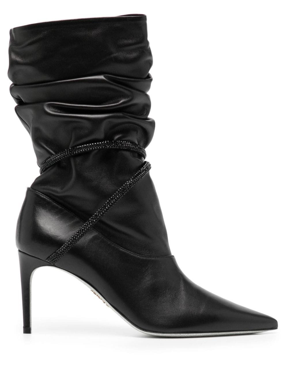 René Caovilla 80mm ruched leather boots - Black von René Caovilla