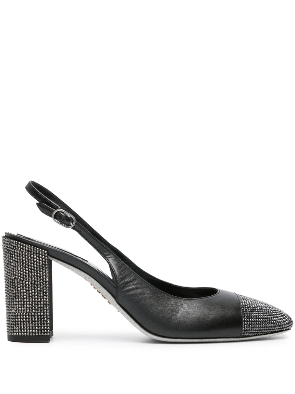 René Caovilla 90mm crystal-embellished leather pumps - Black von René Caovilla