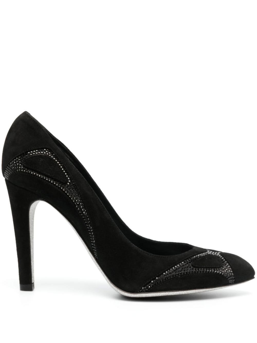 René Caovilla 95mm crystal-embellished detail pumps - Black von René Caovilla