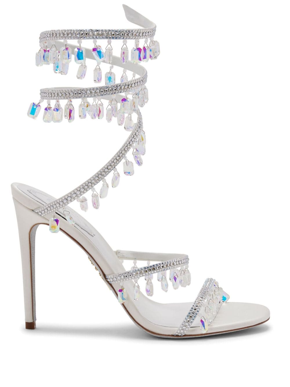 René Caovilla Chandelier 105mm crystal-embellished sandals - White von René Caovilla