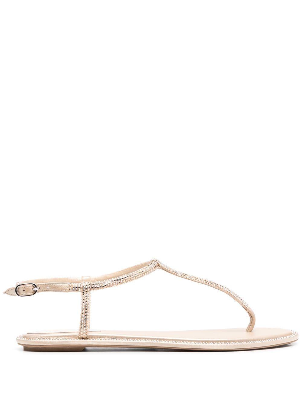 René Caovilla Diana crystal-embellished flat sandals - Neutrals von René Caovilla