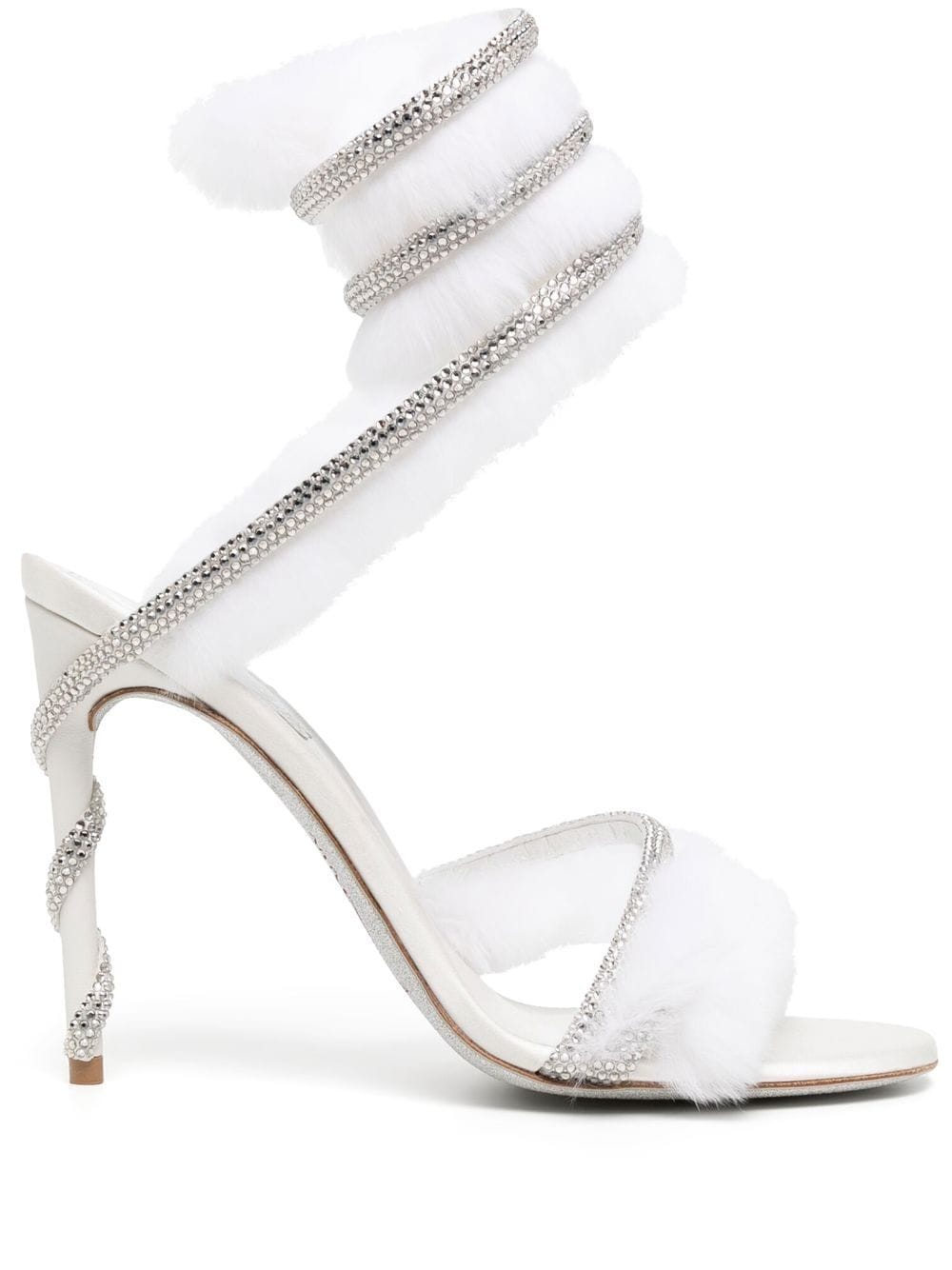 René Caovilla Lapin fur-embellished 110mm sandals - White von René Caovilla