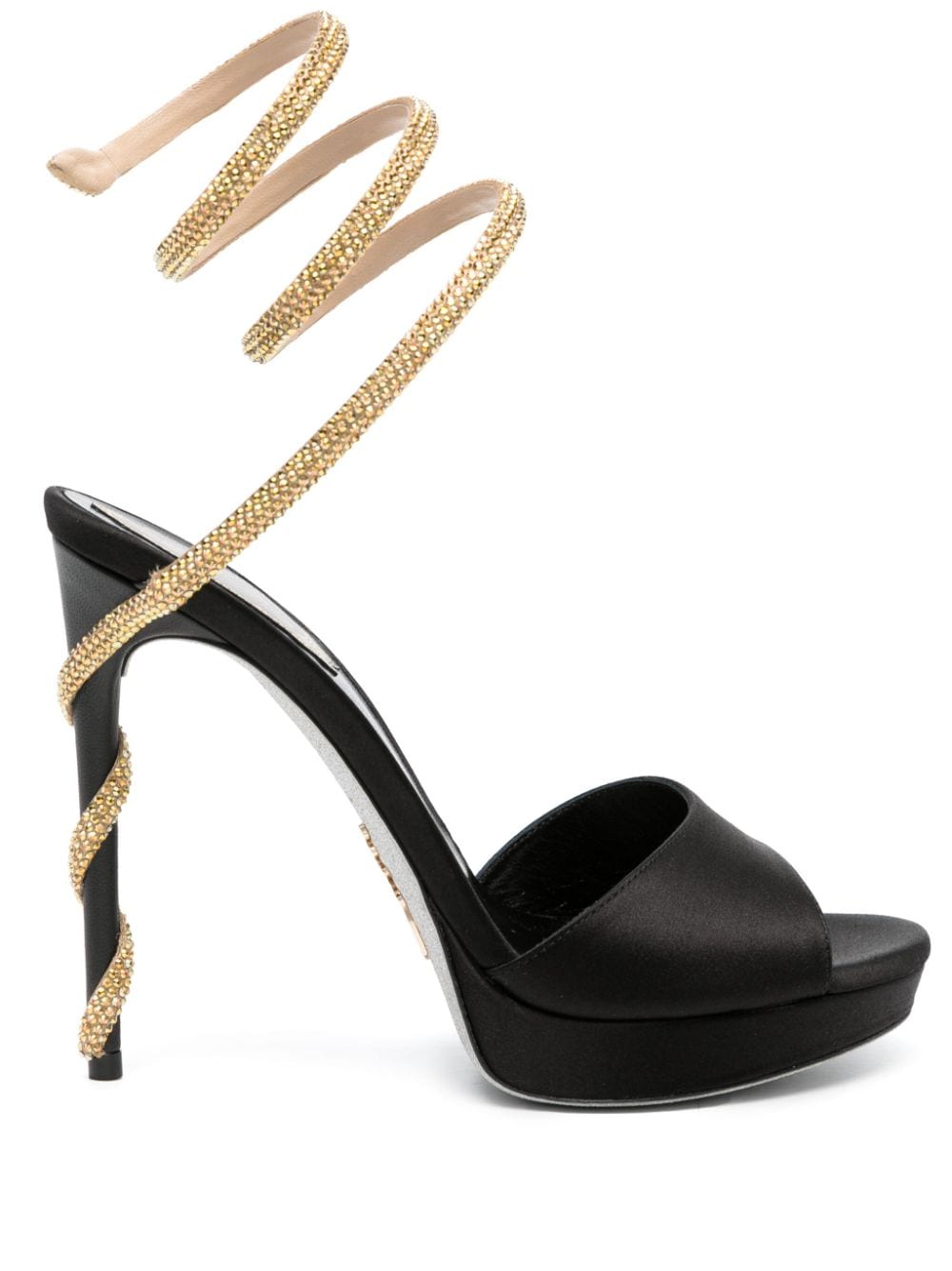 René Caovilla Margot 125mm crystal leather sandals - Black von René Caovilla