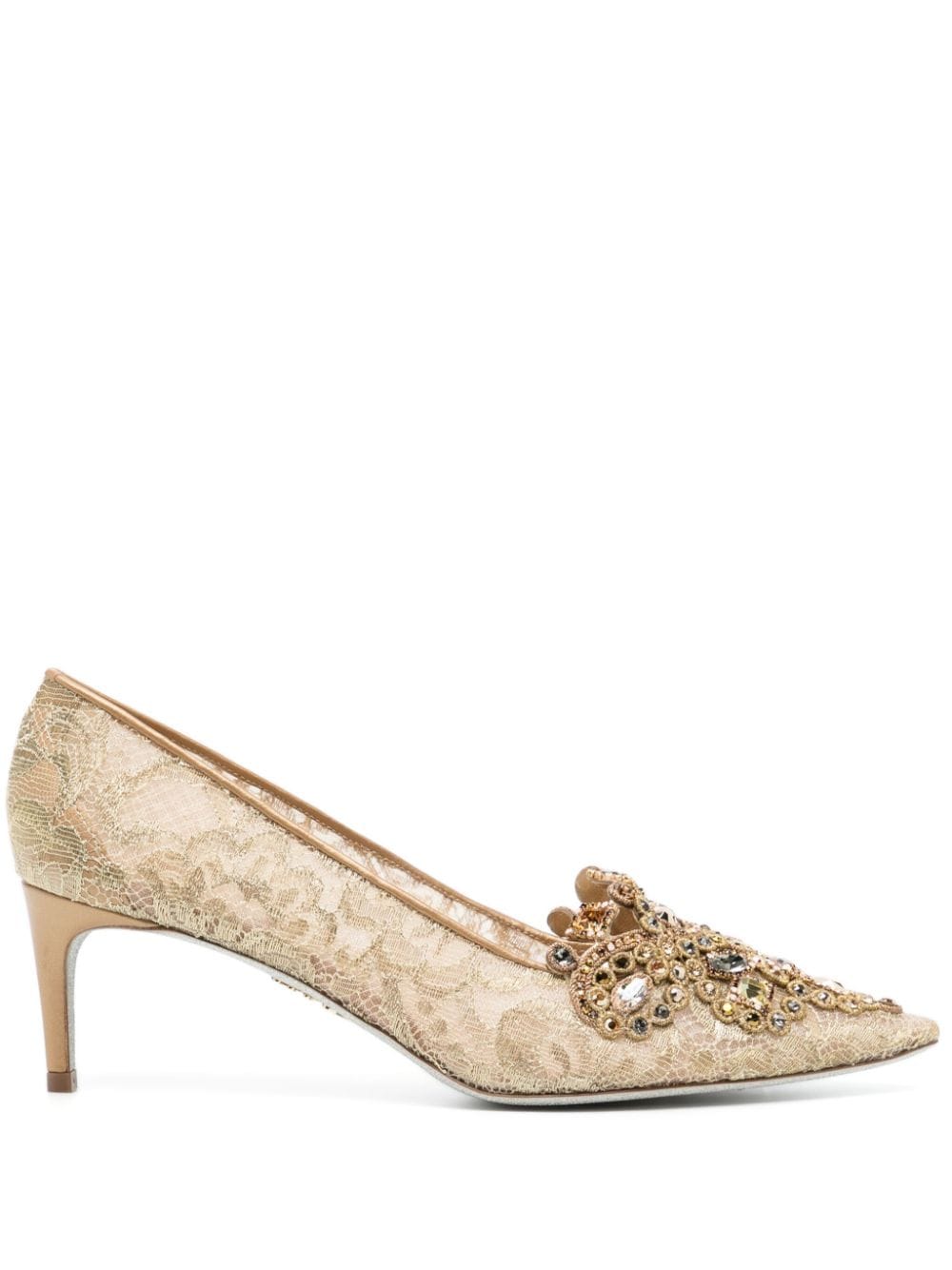 René Caovilla Veneziana 60mm lace pumps - Gold von René Caovilla