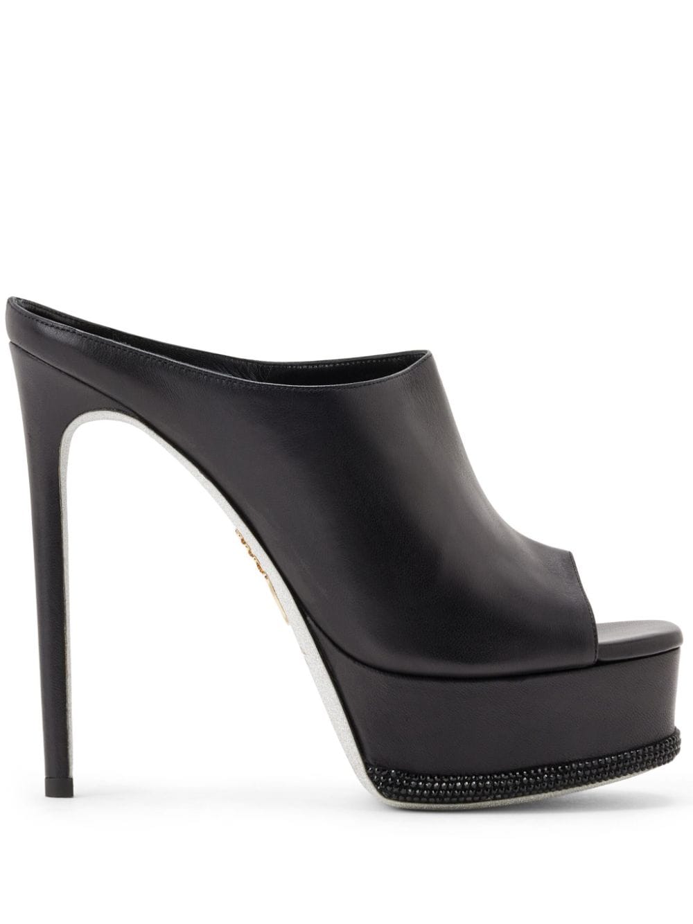 René Caovilla crystal-embellished platform mules - Black von René Caovilla