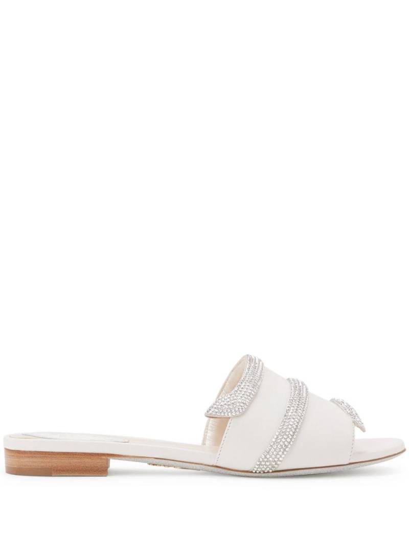 René Caovilla crystal-embellished satin mules - White von René Caovilla