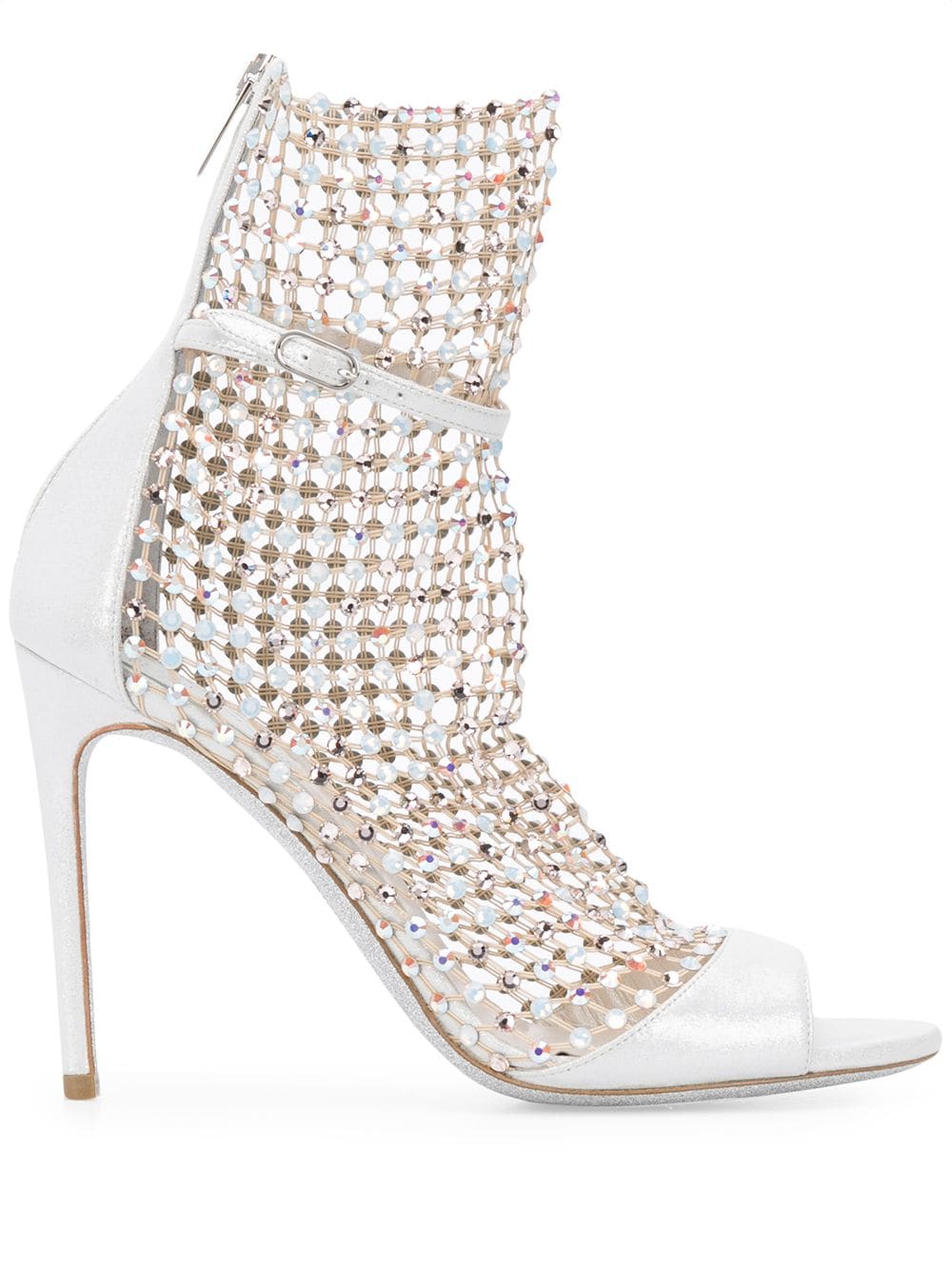 René Caovilla woven sequin 105mm sandals - Silver von René Caovilla