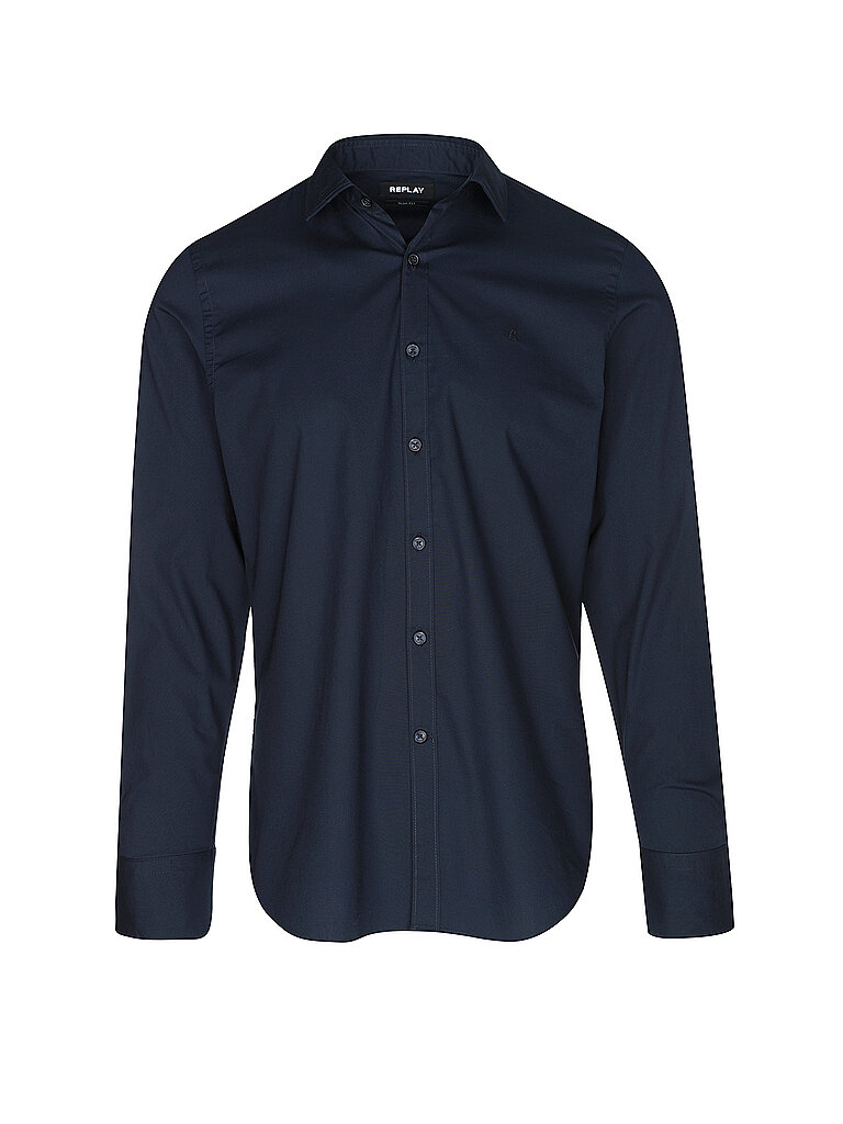 REPLAY Hemd Slim Fit blau | L von Replay